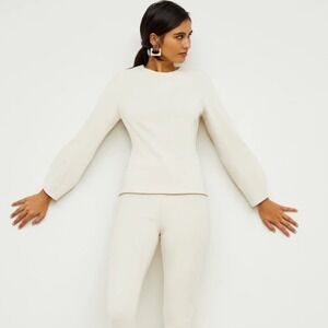 MM LAFLEUR The Rashida Top Washable Ponte In Pearl Size Large